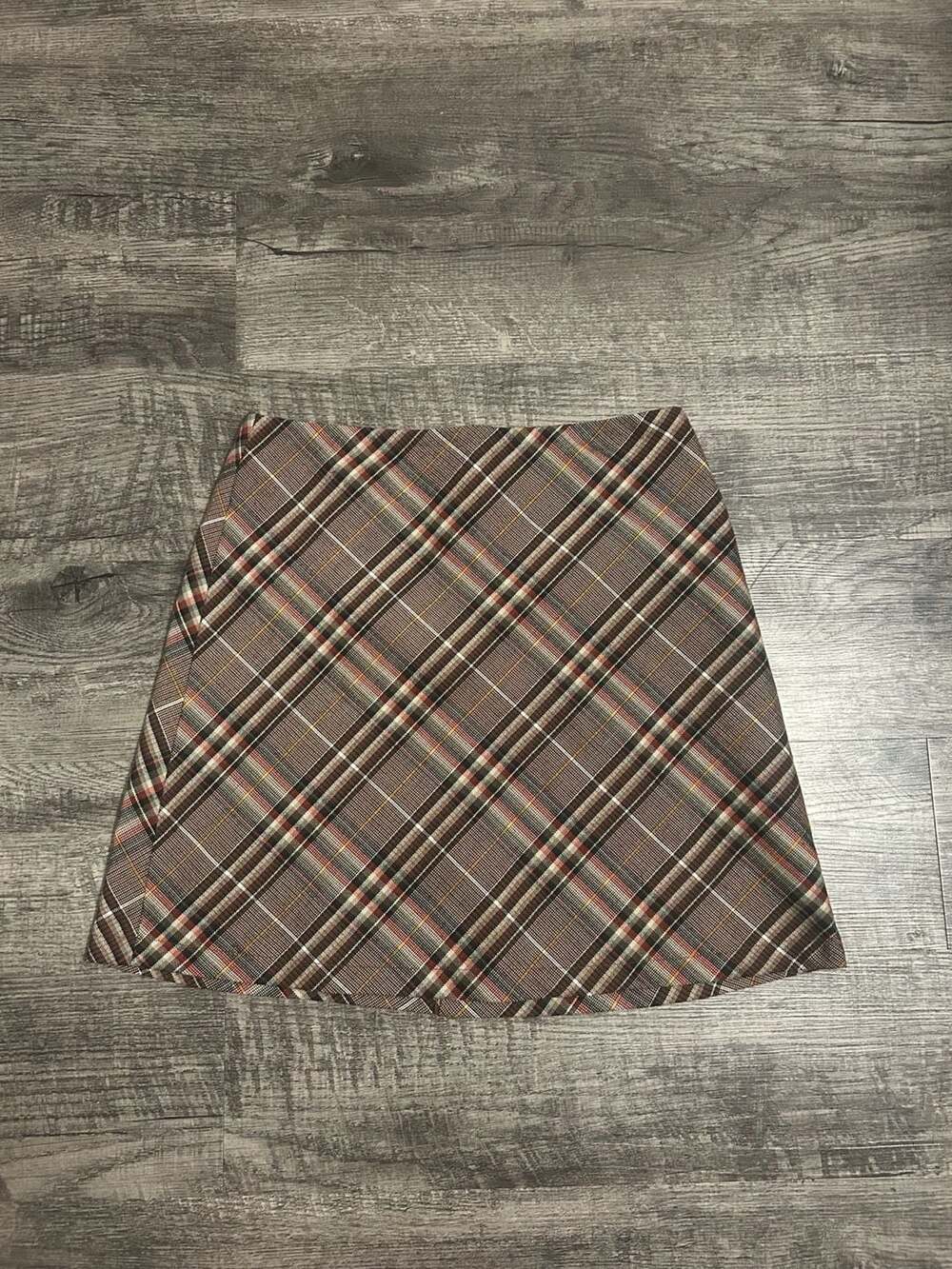 Princess Polly Brown Plaid Zip Front Mini Skirt Size US 6
